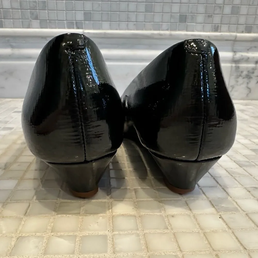 Cole Haan Black Criss Cross Open Toe Low Wedge